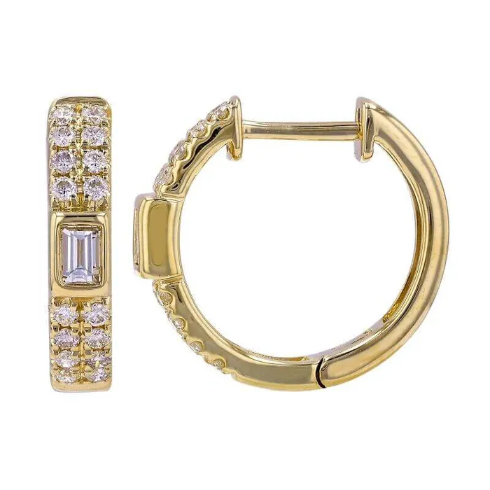 Izakov Diamonds Fine Jewelry Earrings 14K Gold 2Row Baguette Diamond Huggie Earrings Izakov Diamonds Fine Jewelry Earrings 14K Gold 2Row Baguette Diamond Huggie Earrings