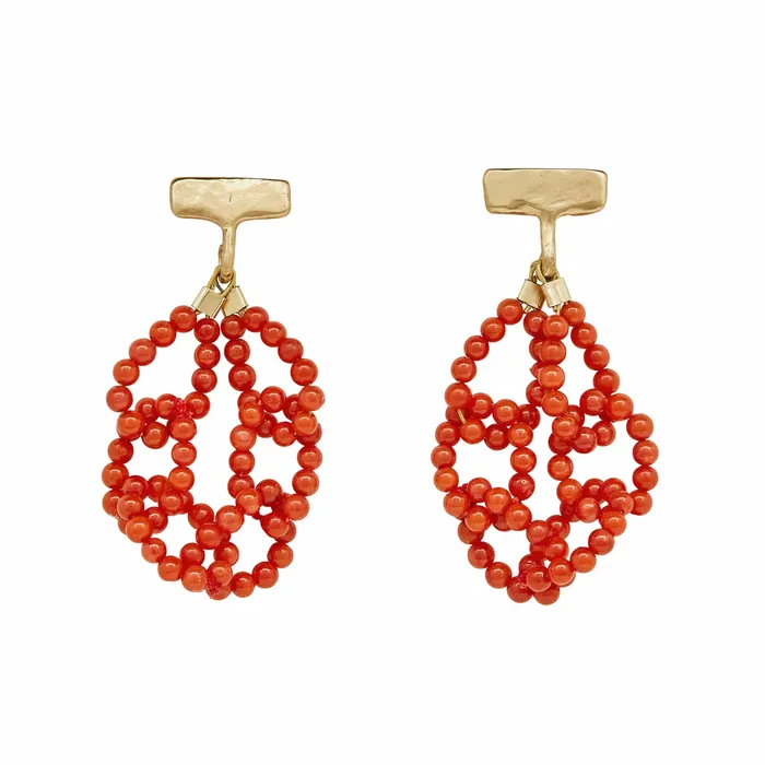 Julie Cohn Design Earrings CORAL CHAIN BRONZE EARRING