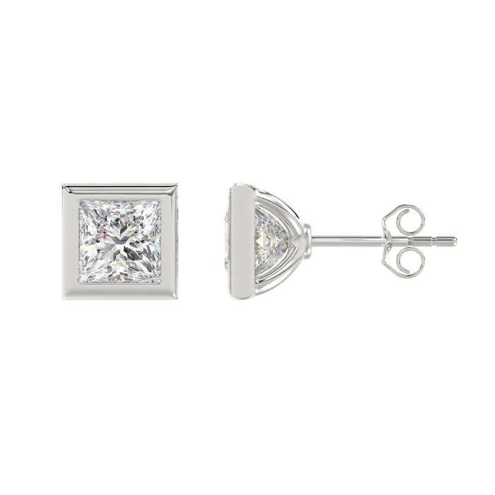 LADIES SOLITAIRE EARRINGS 3CT PRINCESS DIAMOND 14K WHITE GOLD Ethos Earrings LADIES SOLITAIRE EARRINGS 3CT PRINCESS DIAMOND 14K WHITE GOLD Ethos Earrings