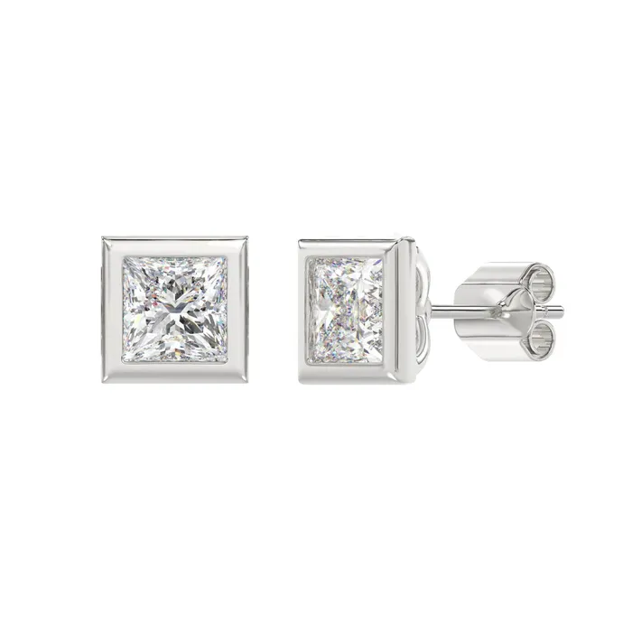 LADIES SOLITAIRE EARRINGS 3CT PRINCESS DIAMOND 14K WHITE GOLD Ethos Earrings LADIES SOLITAIRE EARRINGS 3CT PRINCESS DIAMOND 14K WHITE GOLD Ethos Earrings