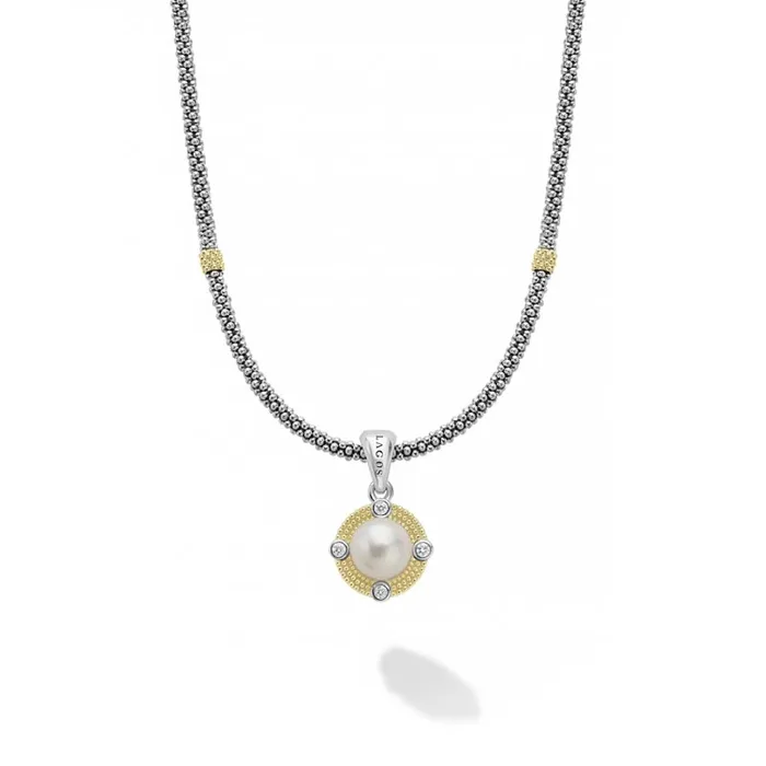 LAGOS Necklaces Luna Pearl Diamond Caviar Necklace