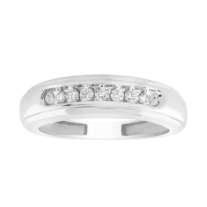 MENS BAND 015CT ROUND DIAMOND 10K WHITE GOLD AV Rings