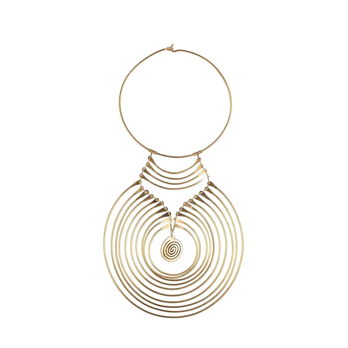 Mwassus Jewelry Necklaces African Long Brass Necklace
