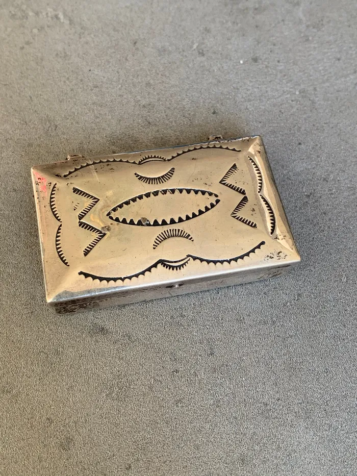 Native American Sterling Pill Box Crown Jewels Coin Necklaces