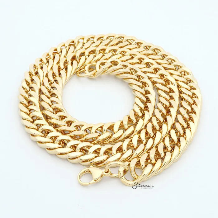 Necklaces Glitters Gold IP Stainless Steel Curb Link Chain Necklace 12mm Width