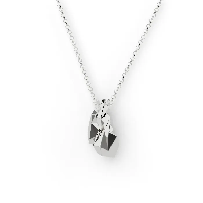 Necklaces sciencejewelry1824 origami heart necklace silver