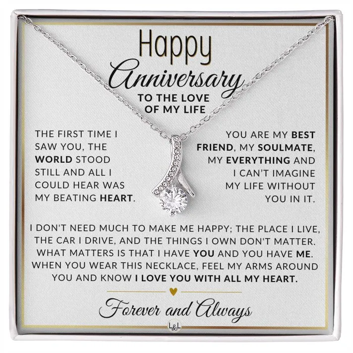 Necklaces ShineOn Fulfillment Anniversary Gift For Her The World Stood Still Anniversary Gift Idea For Wife Girlfriend or Fiance Drop Pendant Necklace Heartfelt Anniversary Message