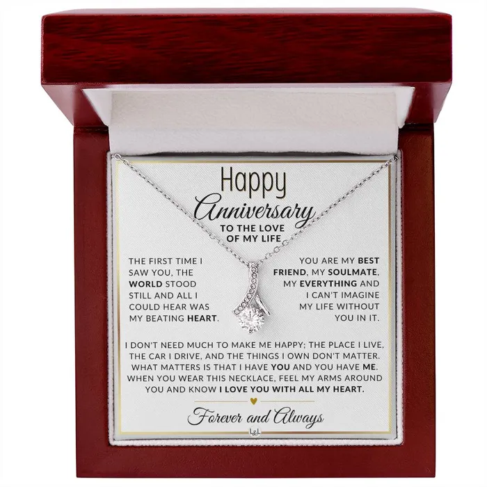 Necklaces ShineOn Fulfillment Anniversary Gift For Her The World Stood Still Anniversary Gift Idea For Wife Girlfriend or Fiance Drop Pendant Necklace Heartfelt Anniversary Message