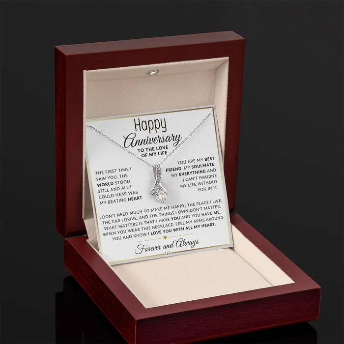 Necklaces ShineOn Fulfillment Anniversary Gift For Her The World Stood Still Anniversary Gift Idea For Wife Girlfriend or Fiance Drop Pendant Necklace Heartfelt Anniversary Message