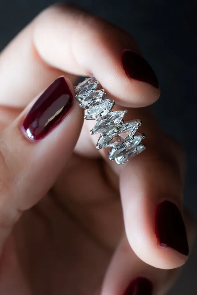 Rings 5 ctw Marquise Diamond Ring Platinum Crown Jewels Coin
