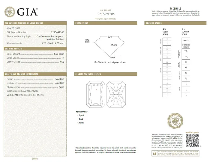 Rings Beauvince Beauvince GIA Certified 150 Carat Radiant HVS2 Engagement Ring
