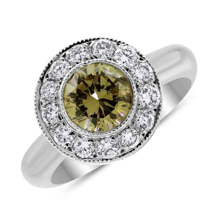 Rings Beauvince Chunky Chocolate Diamond Ring 084 ct Round Fancy Brown Diamond in White Gold
