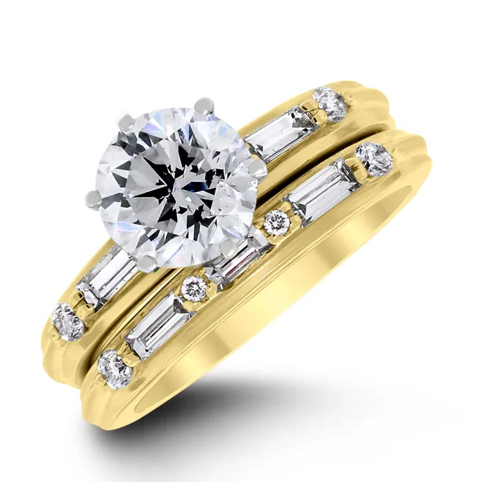 Rings Beauvince Serena Engagement Ring Bridal Set 150 ct Round HSI3 EGLUSA Diamond in Yellow Gold