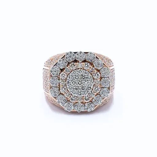 Rings Crown Jewels Coin 325 ctw Mens Pave Flower Cluster Diamond Ring