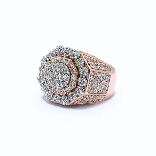 Rings Crown Jewels Coin 325 ctw Mens Pave Flower Cluster Diamond Ring