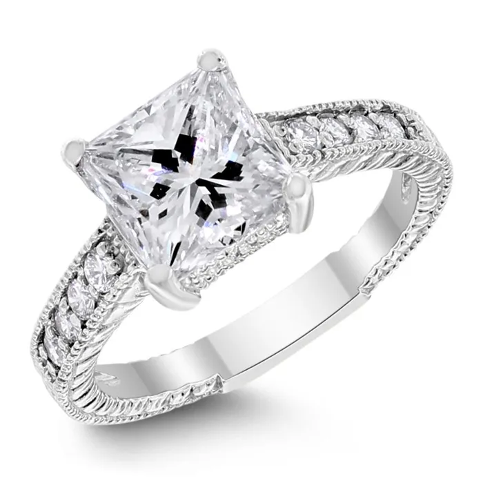 Rings Rene Engagement Ring 229 ct Princess IVS1 EGLUSA Diamond in Platinum Beauvince