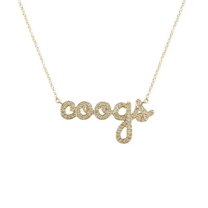 SCHOOL SPIRIT JEWELRY Necklaces Coogs Diamond Pendant in 14K Yellow Gold Script Font