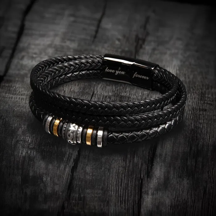 ShineOn Fulfillment Bracelets Gift For My Grandson From His Grandpa I Closed My Eyes Mens Braided Leather Bracelet Great As A Christmas Gift or A Birthday Present For Him