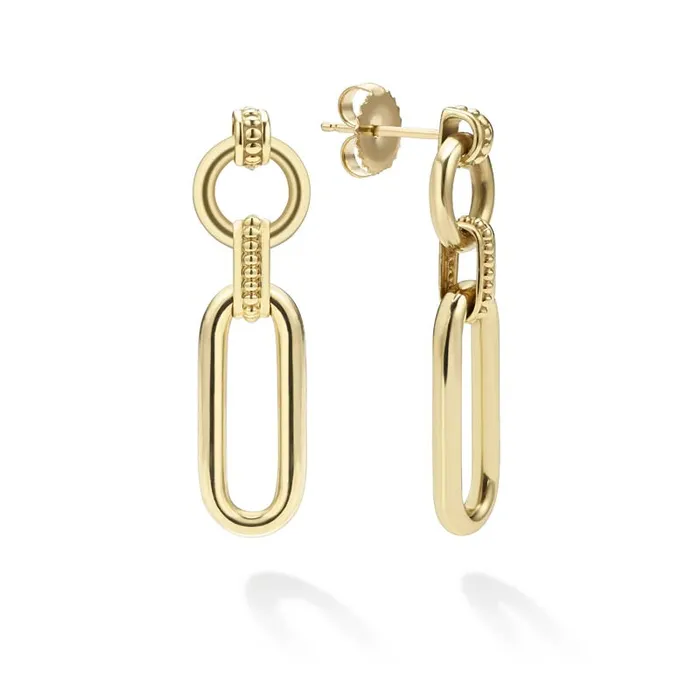 Signature Caviar 18K Gold Link Drop Earrings LAGOS Earrings