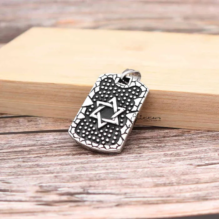 Stainless Steel Star of David Tag Pendant Glitters Necklaces