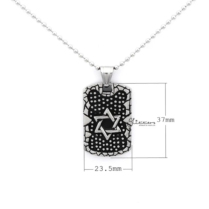 Stainless Steel Star of David Tag Pendant Glitters Necklaces