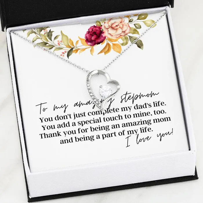 To My Amazing Stepmom I Love You Forever Love Pendant Necklace ShineOn Fulfillment Necklaces