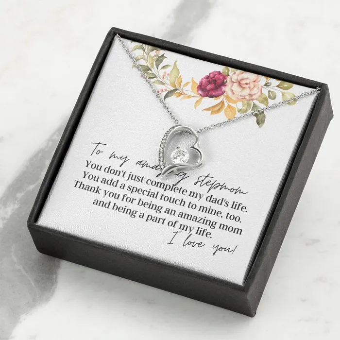 To My Amazing Stepmom I Love You Forever Love Pendant Necklace ShineOn Fulfillment Necklaces
