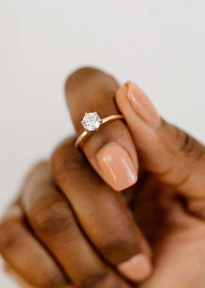 Venvs New Theme The Helia Ring 090ct Round Natural Diamond Yellow Gold Rings