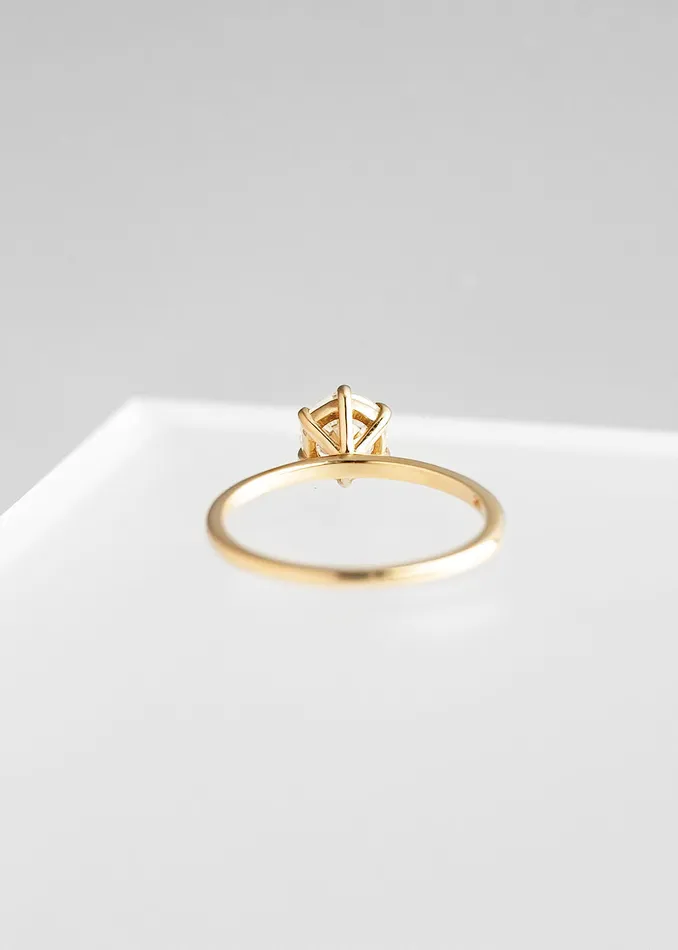 Venvs New Theme The Helia Ring 090ct Round Natural Diamond Yellow Gold Rings
